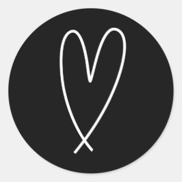 Modern Hearts Svart & Vitt Minimal Bröllopsdusch Runt Klistermärke