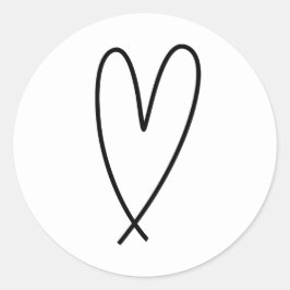 Modern Hearts Svart & Vitt Minimal Bröllopsdusch Runt Klistermärke