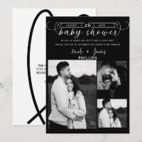Modern Hearts Svart & Vitt Minimalistisk Bebis Sho