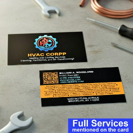 Modern Heating & Cooling Logo Services, Black HVAC Visitkort