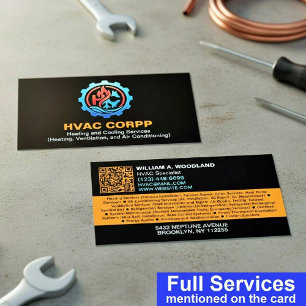 Modern Heating & Cooling Logo Tjänster, Svart VVS Visitkort