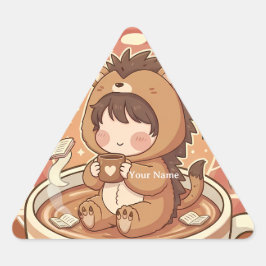 Modern Hedgehog Coffee Triangle Tech Decal Triangelformat Klistermärke