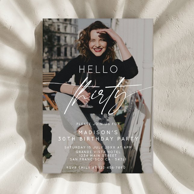 Modern Hej 30 30års födelsedag Party-foto Inbjudningar (Skapare uppladdad)
