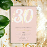 Modern hej 30-födelsedagsskript för foto rosa guld<br><div class="desc">Modern och coola hej 30 födelsedagsfest inbjudan med ett foto- och rosa guld-skript med äkta guld-folie,  den  rosan är redigerbar,  lägg till foto på baksidan.</div>