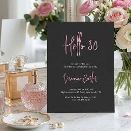 Modern Hej 30 Rosa Svart 30-årsfest Inbjudningar