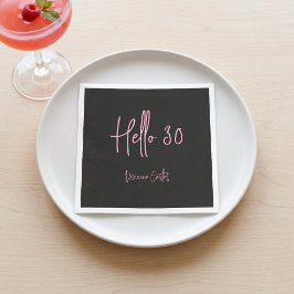 Modern Hej 30 Rosa Svart 30-årsfest Pappersservett