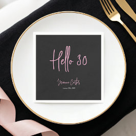Modern Hej 30 Rosa Svart 30-årsfest Pappersservett