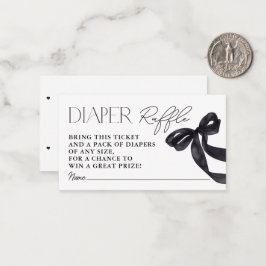 Modern Hej Baby Black Bow Shower Raffle Anteckningskort