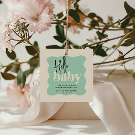 Modern Hej Baby Mint Grönt & Cream Baby Shower Gåvor Etiketter