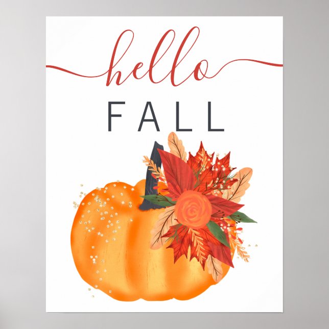 Modern hej fall blommigt pumpdocktypografi poster (Framsidan)