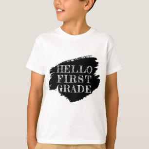 Modern Hej First Klass Kids Black and White T Shirt