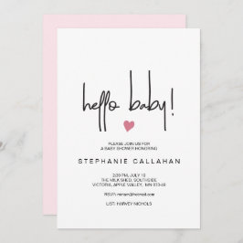 Modern Hej Flicka Shower Inbjudan Rosa Heart