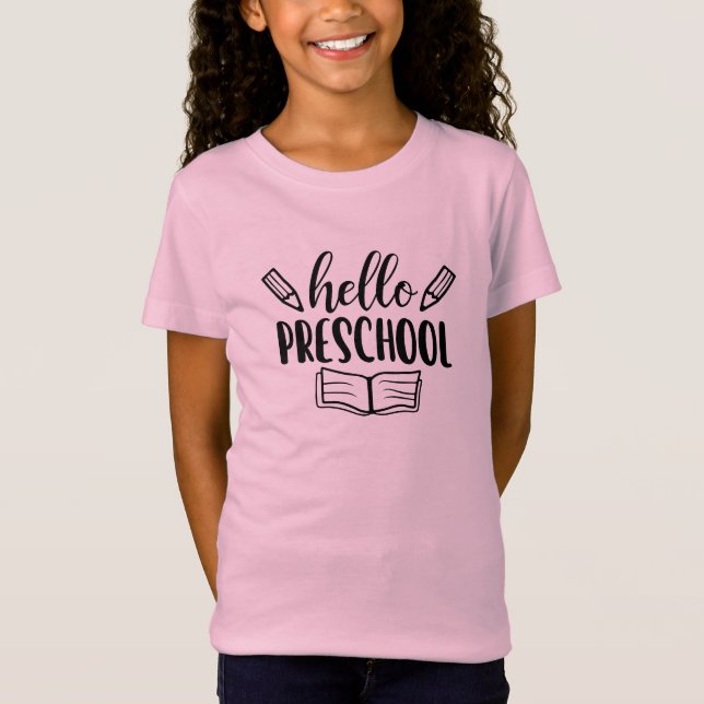 Modern Hej före skolan-typning T Shirt (Framsida)