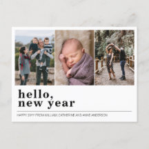 Modern Hej Gott nytt år Simple 3 Photo Collage