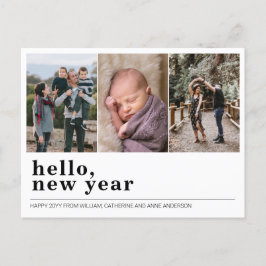 Modern Hej Gott nytt år Simple 3 Photo Collage Helg Vykort