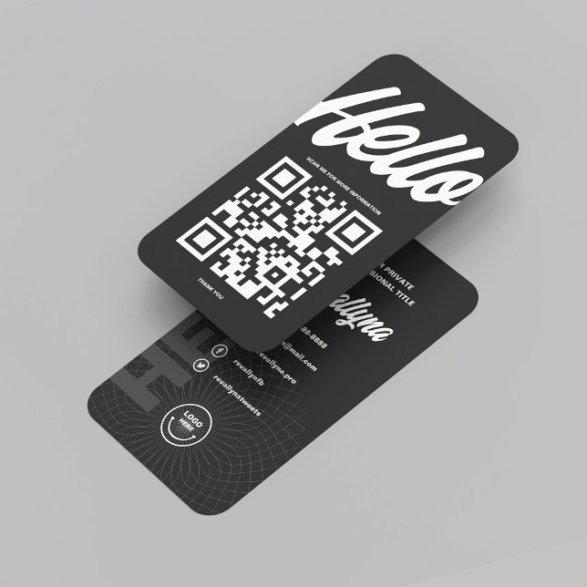 MODERN HEJ LOGOTYP MÖRK GRÅTT VISITKORT (MODERN HELLO LOGO DARK GREY BUSINESS CARD
)