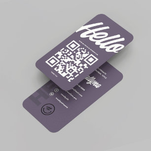 MODERN HEJ MONOGRAM LOGOTYP DAVY GRÅTT QR CODE VISITKORT