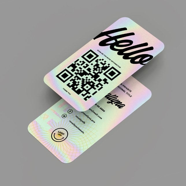MODERN HEJ MONOGRAM LOGOTYP HOLOGRAPHIC QR VISITKORT (MODERN HELLO MONOGRAM LOGO HOLOGRAPHIC QR BUSINESS CARD
)