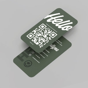 MODERN HEJ MONOGRAM LOGOTYP MOSS GRÖNT QR CODE VISITKORT