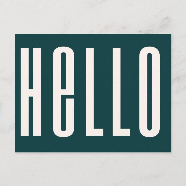 Modern Hej | Mörk grönt fet enkel minimalistisk Vykort (Framsida)