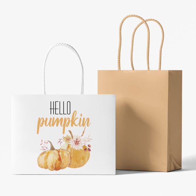 Modern Hej Pumpkin Orange Pumpkin med Flowers (Skapare uppladdad)
