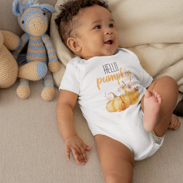 Modern Hej Pumpkin Orange Pumpkin med Flowers T Shirt