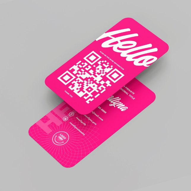 MODERN HEJ QR CODE-SHOCK ROSA VISITKORT (MODERN HELLO QR CODE HOT PINK BUSINESS CARD
)