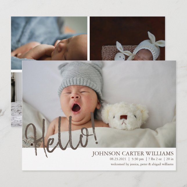 Modern Hej Script 4-foto Meddelande (Fram/baksida)