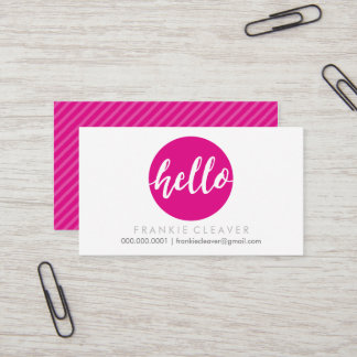 MODERN HEJ SCRIPT hand plockade fold spot söt rosa Visitkort