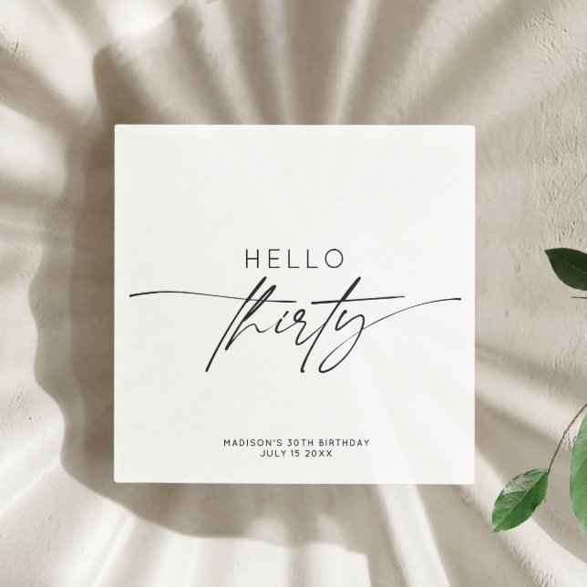 Modern Hej trettio 30års födelsedag Party-skript Pappersservett (Skapare uppladdad)