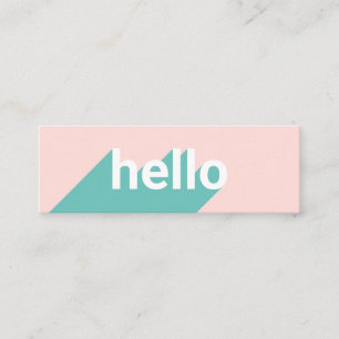 Modern hej-typografi av pastellrosa-teal-trendig mini visitkort