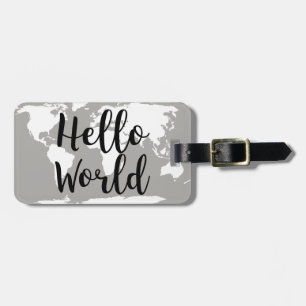 Modern Hej World Map Silhouette Bagagebricka