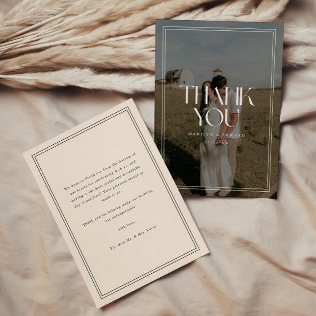 Modern Helbildsöverlägg Fettypsnitt Bröllop Tack Kort (Skapare uppladdad)