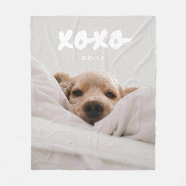 Modern helfotograf Husdjursnamn XOXO Fleecefilt (Framsidan)