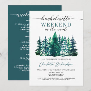 Modern Helg i Skogen Bachelorette Party Inv. Inbjudningar