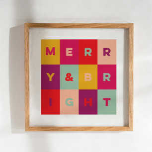 Modern Helgdag Art Merry och Bright Print Poster