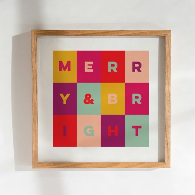 Modern Helgdag Art Merry och Bright Print Poster (Skapare uppladdad)