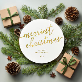 Modern Helgdag av skriften "Merriest jul" - foto
