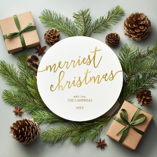 Modern Helgdag av skriften "Merriest jul" - foto
