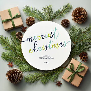 Modern Helgdag av skriften "Merriest jul" - foto