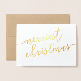 Modern Helgdag av skriften "Merriest jul" - foto Folierat Kort