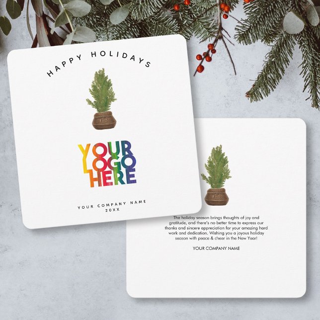 Modern Helgdag Business Logotyp Julgran Card (Modern Holiday Business Logo Christmas Tree Card)