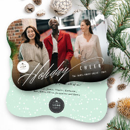 Modern Helgdag Cheer Photo Business Card Julkort