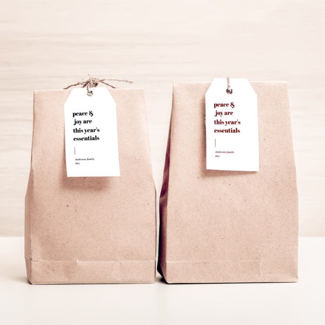 Modern Helgdag citerar fred och glädje Presentetikett (Skapare uppladdad)