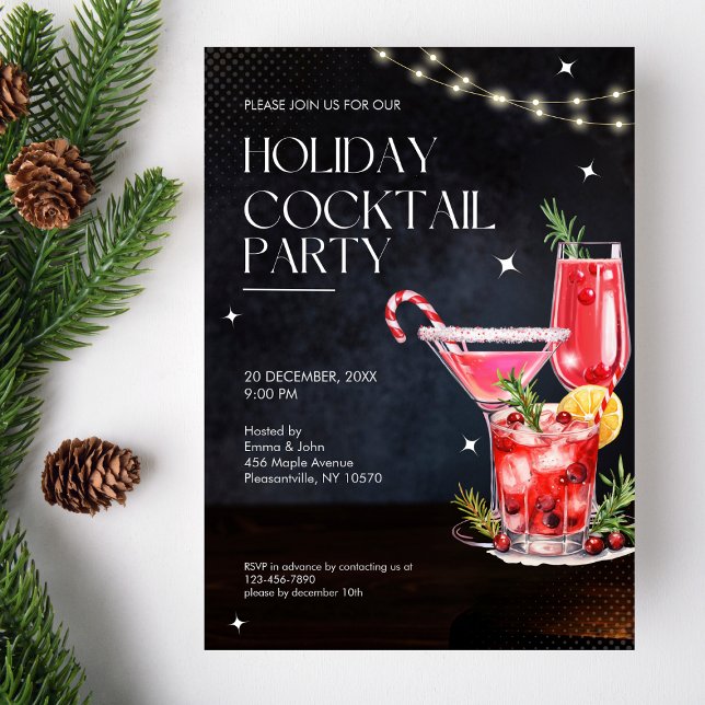 Modern Helgdag Cocktail-inbjudan till jul i Party Inbjudningar (Skapare uppladdad)