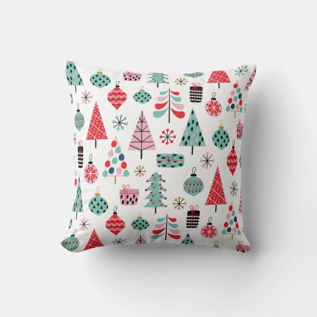 Modern Helgdag Cushion | Mysiga jul Mönster Kudde (Framsida)