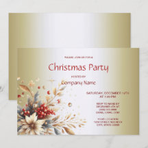 Modern Helgdag Flowers-julfest - inbjudan