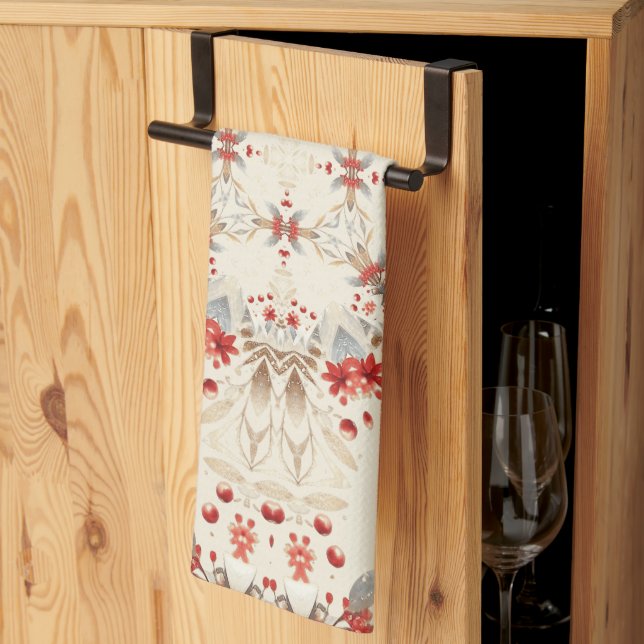 Modern Helgdag Flowers Kitchen Towel Kökshandduk (Thirds Fold)