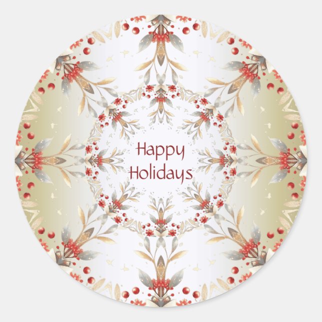 Modern Helgdag Flowers Sticker Runt Klistermärke (Framsida)