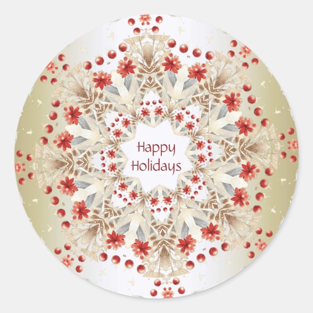 Modern Helgdag Flowers Sticker Runt Klistermärke (Framsida)